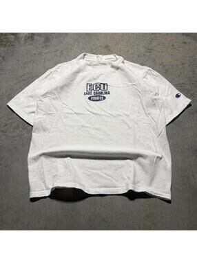 Vintage Champion ECU East Carolina Pirates Crop T Shirt Youth Large White